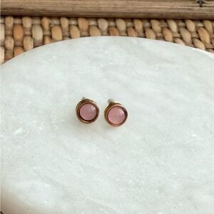 Vintage Pink Gem Stud Earrings